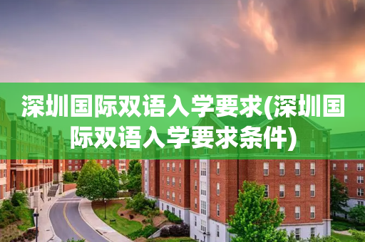 深圳国际双语入学要求(深圳国际双语入学要求条件)