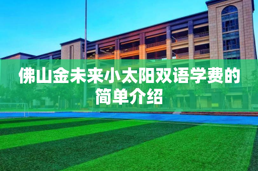 佛山金未来小太阳双语学费的简单介绍