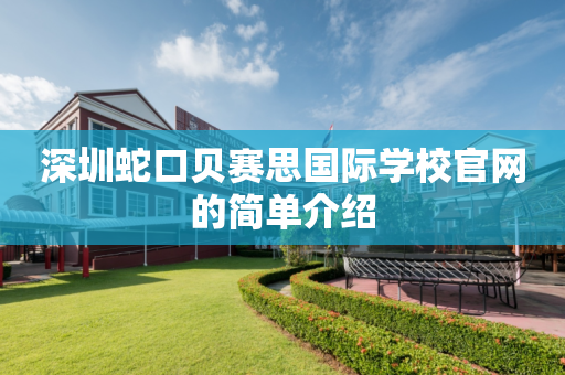 深圳蛇口贝赛思国际学校官网的简单介绍