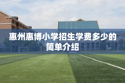 惠州惠博小学招生学费多少的简单介绍
