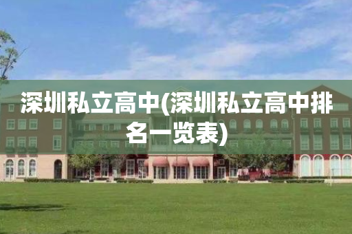 深圳私立高中(深圳私立高中排名一览表)