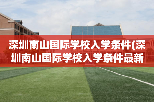 深圳南山国际学校入学条件(深圳南山国际学校入学条件最新)