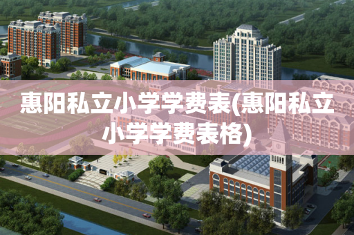 惠阳私立小学学费表(惠阳私立小学学费表格)