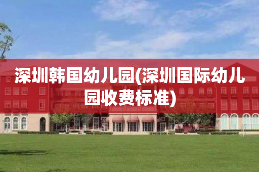 深圳韩国幼儿园(深圳国际幼儿园收费标准)