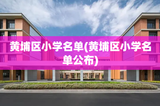 黄埔区小学名单(黄埔区小学名单公布)