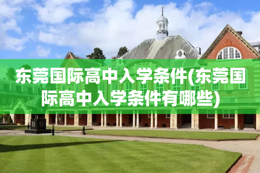 东莞国际高中入学条件(东莞国际高中入学条件有哪些)