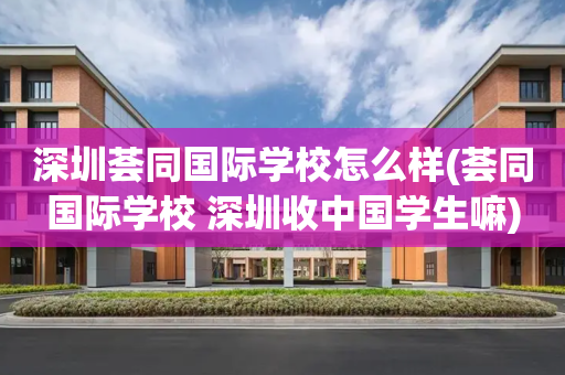 深圳荟同国际学校怎么样(荟同国际学校 深圳收中国学生嘛)