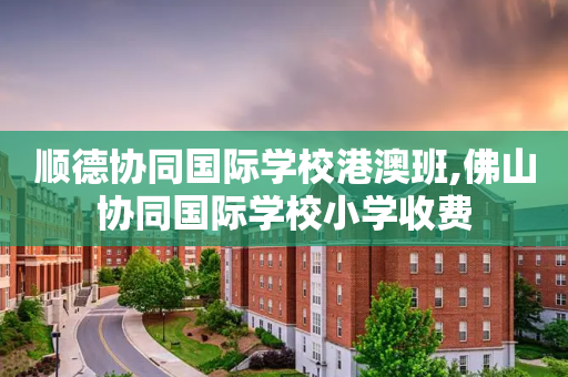 顺德协同国际学校港澳班,佛山协同国际学校小学收费