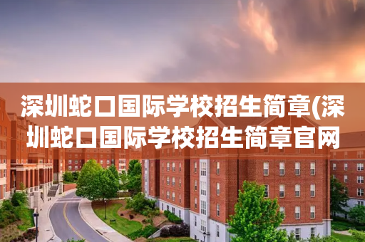 深圳蛇口国际学校招生简章(深圳蛇口国际学校招生简章官网)