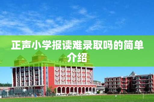 正声小学报读难录取吗的简单介绍